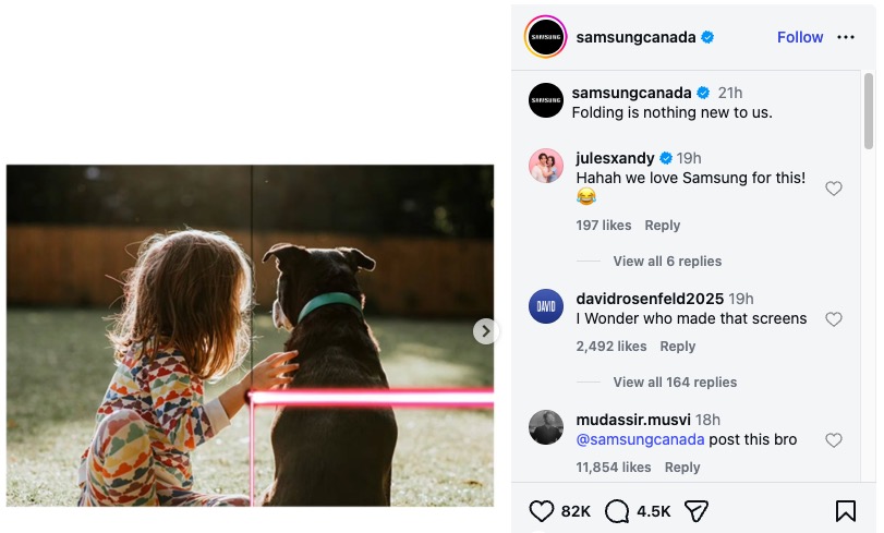 Samsung Canada Instagram slide: Folding is nothing new to us