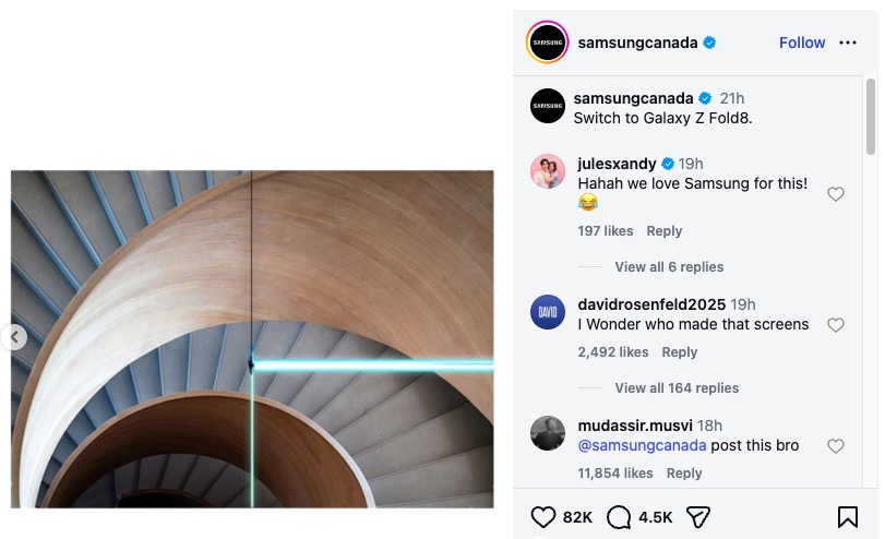 Samsung Canada Instagram slide: Switch to Galaxy Z Fold8
